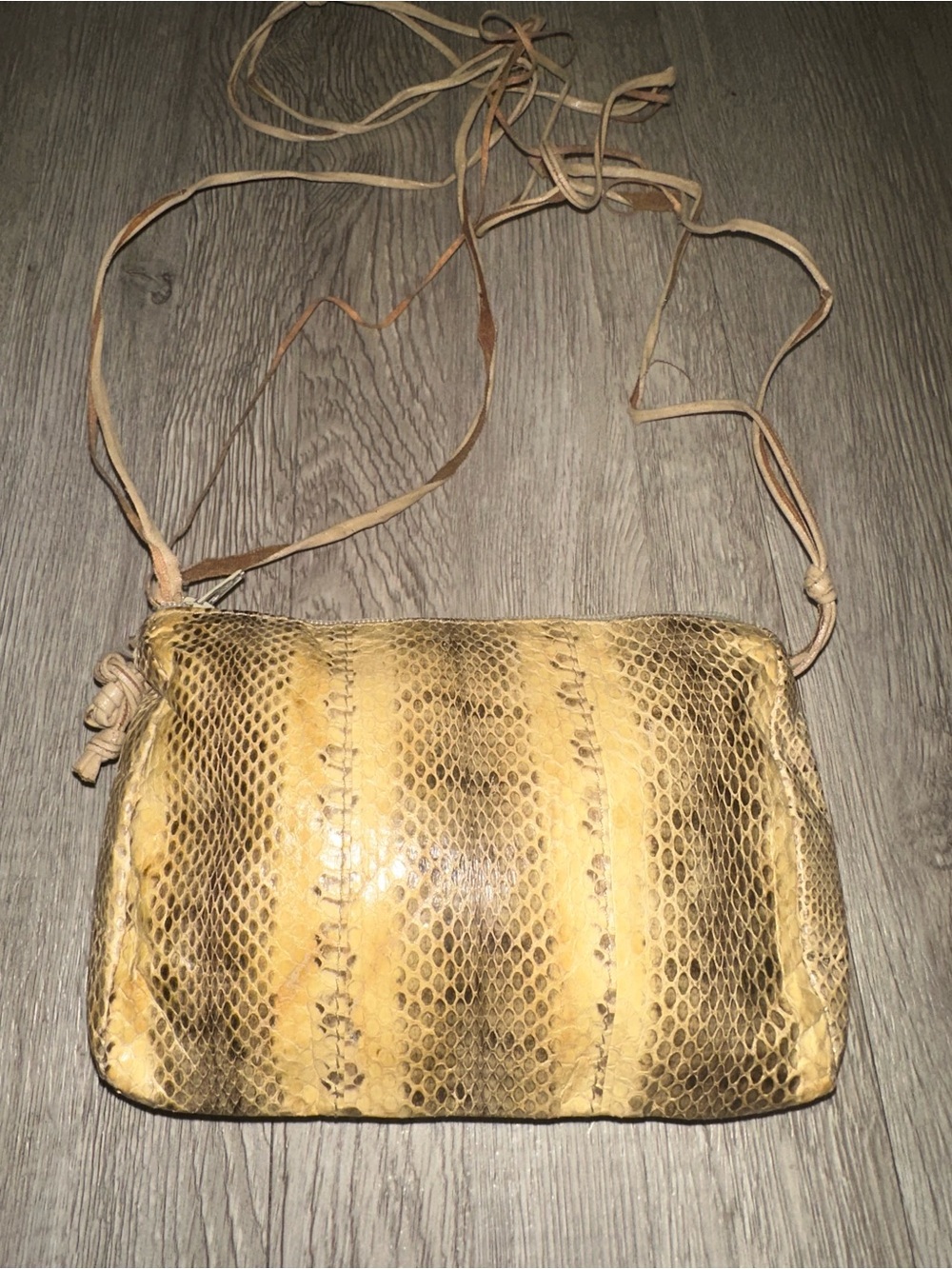 Vintage Beige Snakeskin Small Crossbody Bag Purse